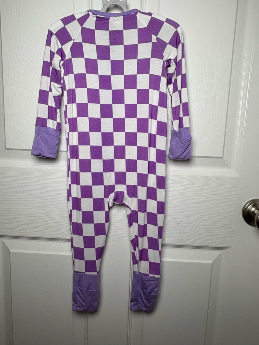 Suzel Purple Checkered Bamboo Convertible Zippy Pajamas 6-12M NWOT - Picture 2 of 3